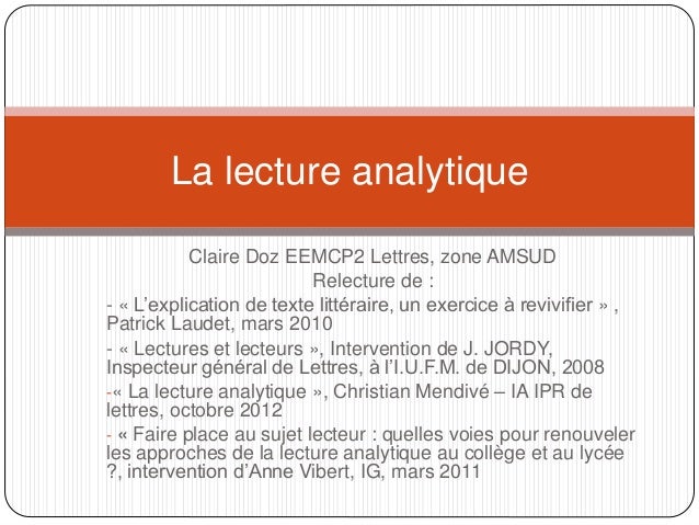 la lecture analytique
