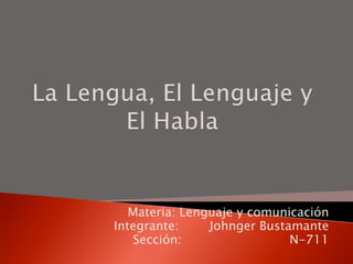 Materia: Lenguaje y comunicación
Integrante: Johnger Bustamante
Sección: N-711
 