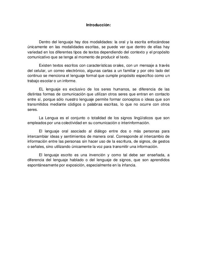 La Lengua Oral y la Lengua Escrita
