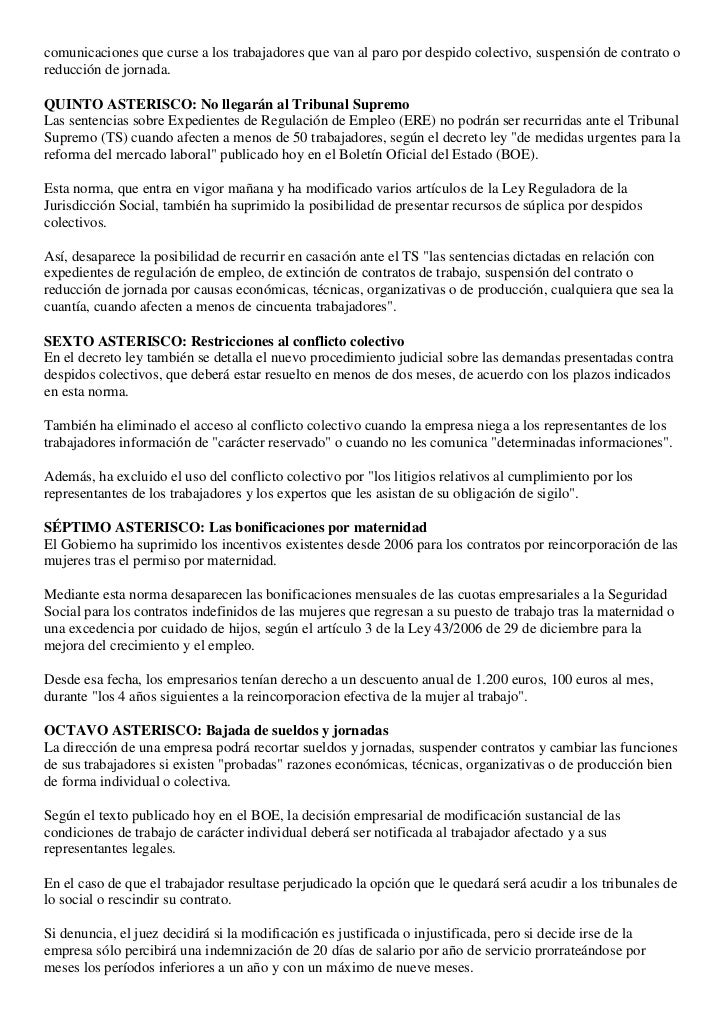 La Letra Pequena De La Reforma Laboral 11 02 12 Expansion