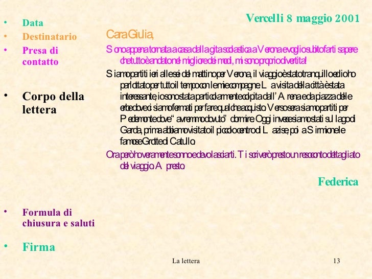 Inizio di una lettera