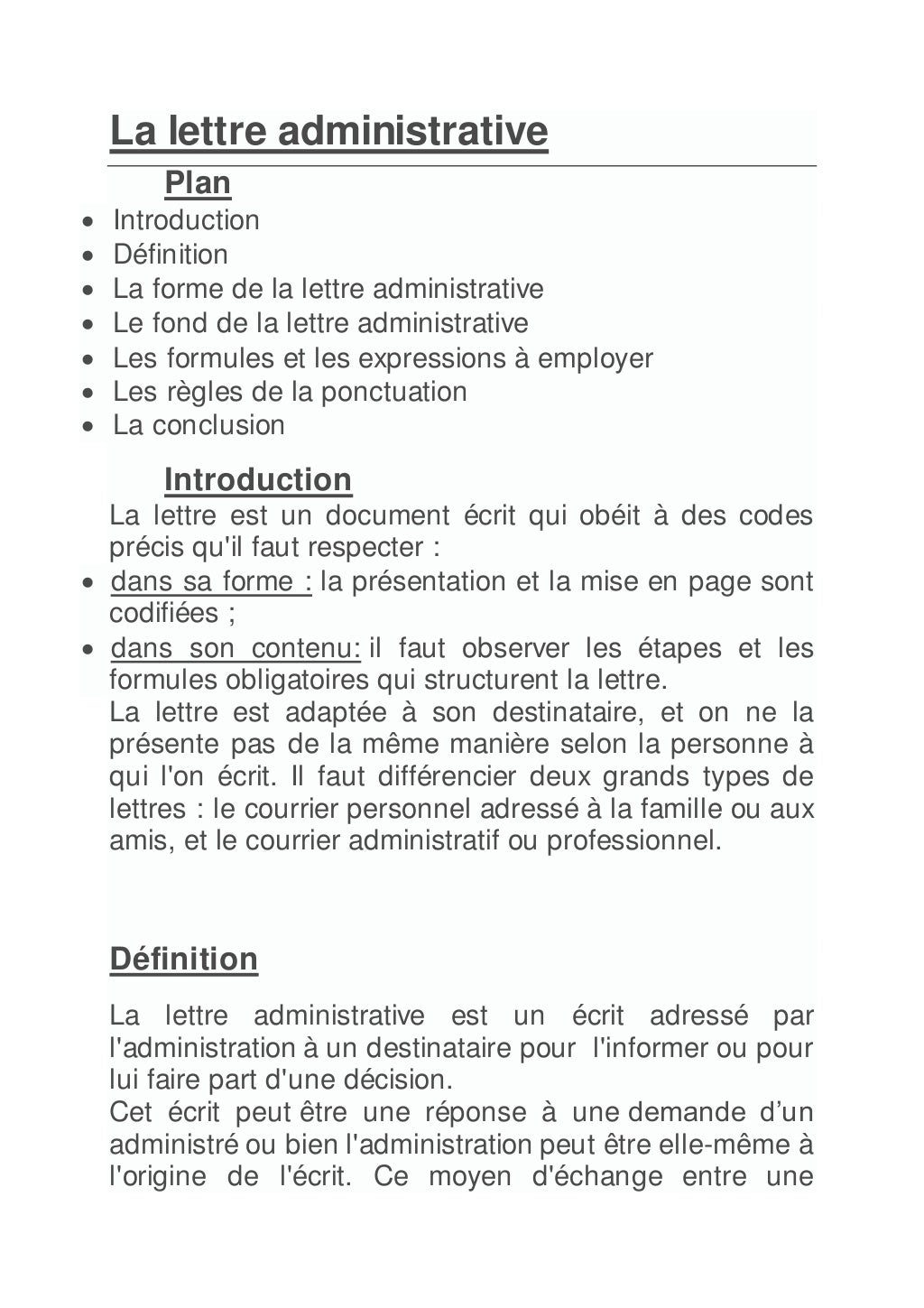 La lettre administrative