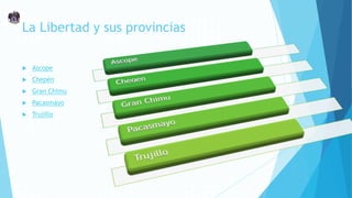 La Libertad y sus provincias
 Ascope
 Chepén
 Gran Chimu
 Pacasmayo
 Trujillo
 