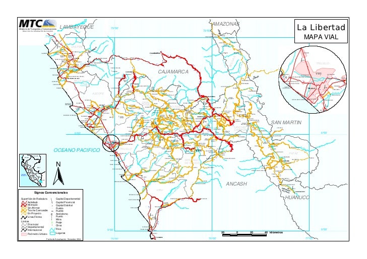 Mapa vial del departamento de La Libertad