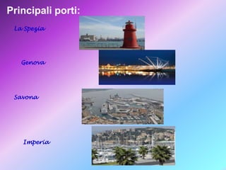 Principali porti:
La Spezia

Genova

Savona

Imperia

 
