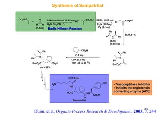 Synthesis of Sampatrilat Dunn, et al;  Organic Process Research & Development ,  2003 ,  7,  244 Baylis Hillman Reaction Vasopeptidase inhibitor Inhibits the angiotensin  converting enzyme (ACE) 