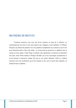 La Litterature En Didactique Du Francais Langue Etrangere