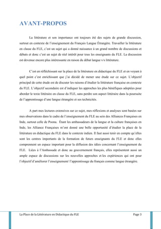 La Litterature En Didactique Du Francais Langue Etrangere