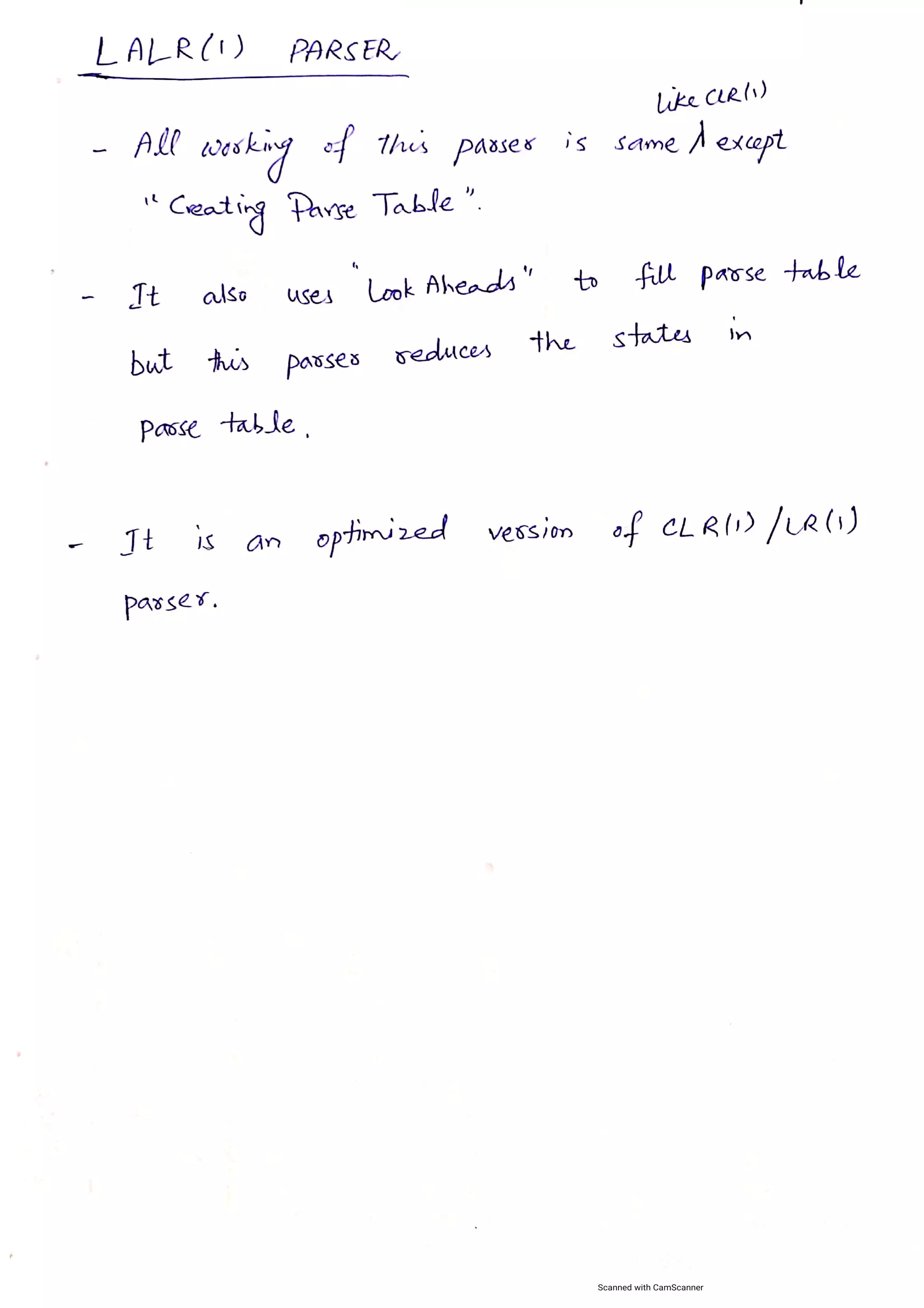 LALR(1) parser
