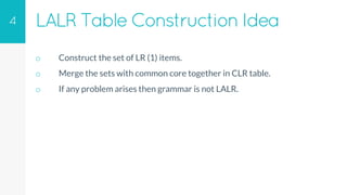 LALR Parser Presentation ppt | PPTX