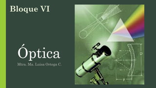 Óptica
Mtra. Ma. Luisa Ortega C.
Bloque VI
 