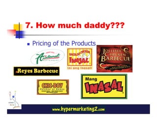 7. How much daddy???

 Pricing of the Products
 