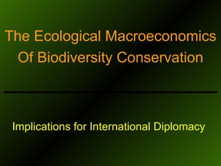 Implications for International Diplomacy The Ecological Macroeconomics Of Biodiversity Conservation 