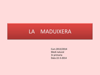 LA MADUIXERA
Curs 2013/2014
Medi natural
3r primaria
Data 22-3-2014
 