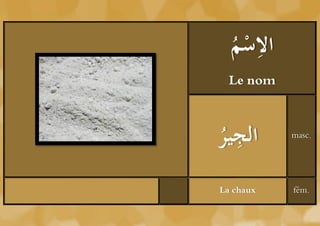 ‫ْم‬ ِ
  ُ ‫الس‬
  Le nom



‫ير‬
ُ‫ج‬ ِ ‫ال‬    masc.




La chaux   fém.
 