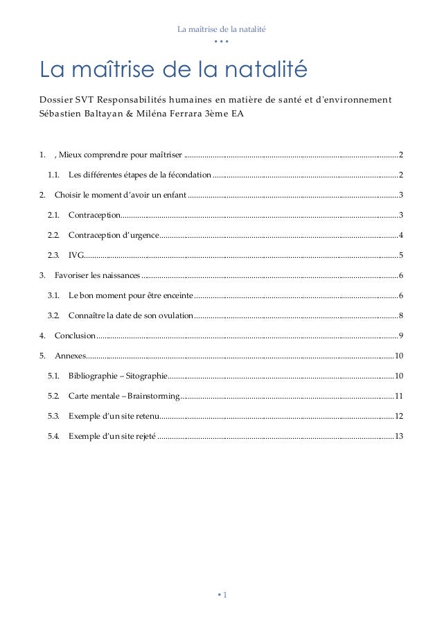 la maitrise de la natalite