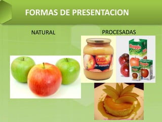 FORMAS DE PRESENTACION
NATURAL PROCESADAS
 