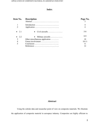 Application of Composite Material in Aerospace Industry | DOC