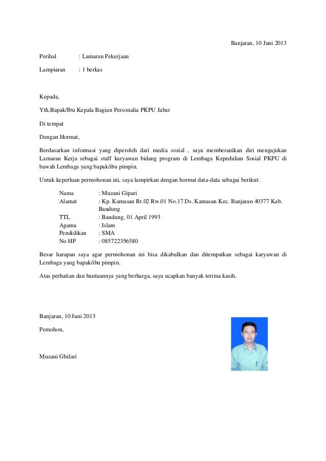 Contoh surat lamaran