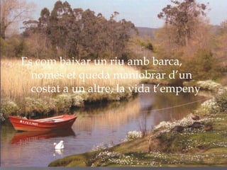 Es com baixar un riu amb barca,
  només et queda maniobrar d’un
  costat a un altre, la vida t’empeny
 