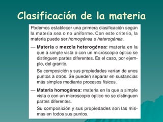 Clasificación de la materia 