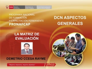 DEMETRIO CCESA RAYME
DCN ASPECTOS
GENERALES
LA MATRIZ DE
EVALUACIÓN
 
