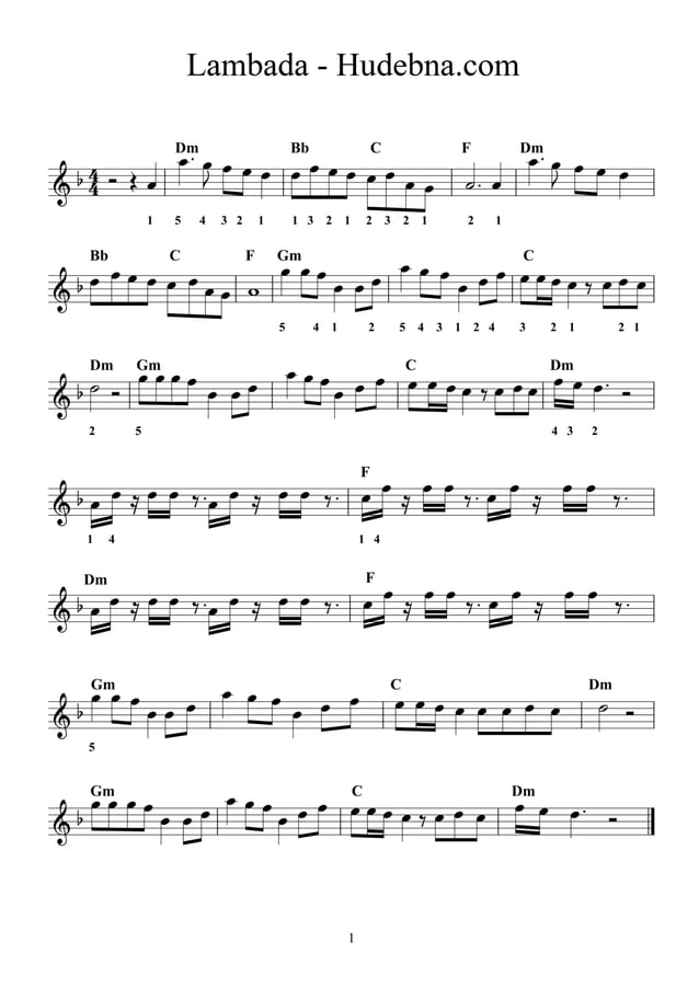 Lambada original Dm accordion sheets PDF