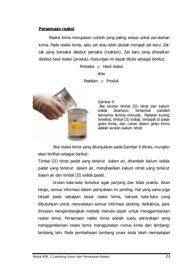 Lambang unsur dan persamaan reaksi