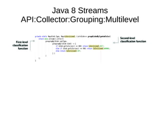 Java 8 Streams
API:Collector:Grouping:Multilevel
 