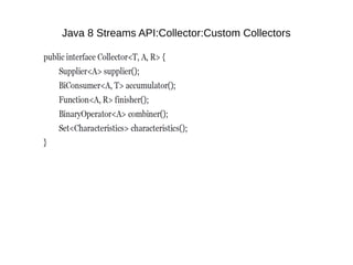 Java 8 Streams API:Collector:Custom Collectors
 