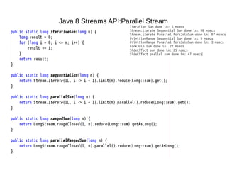 Java 8 Streams API:Parallel Stream
 