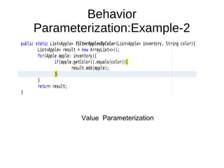 Behavior
Parameterization:Example-2
Value Parameterization
 