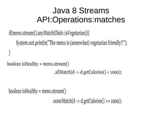 Java 8 Streams
API:Operations:matches
 