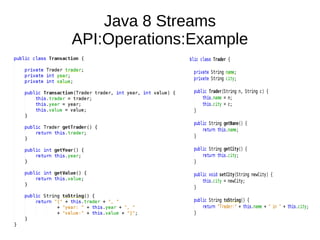 Java 8 Streams
API:Operations:Example
 