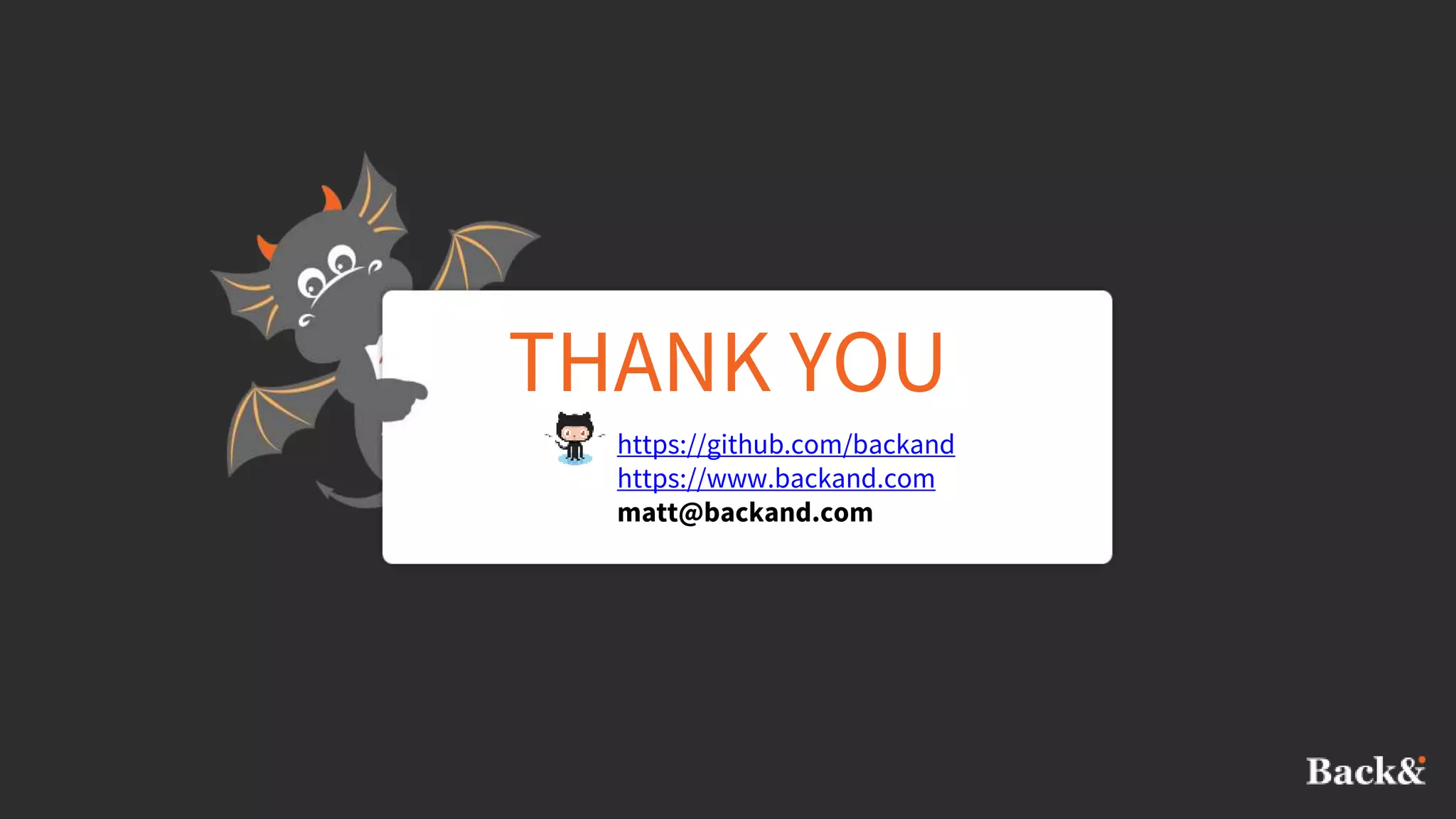 THANK YOU
https://github.com/backand
https://www.backand.com
matt@backand.com
 
