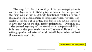 09/07/2017 Lambda the fifth foudational constant 35
Einstein, Physics and reality, 1935
 