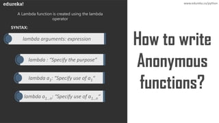What is Python Lambda Function? Python Tutorial | Edureka | PDF