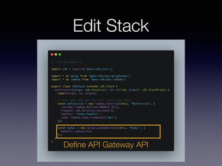 Edit Stack
Deﬁne API Gateway API
 