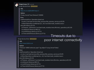 Timeouts due to
poor internet connectivity
 