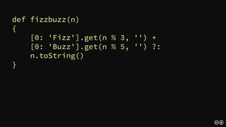 The default action is executed only if some
previous actions were not executed.
We ask if we can accomplish this without
having to check the conditions for the previous
actions twice.
Maciej Piróg
“FizzBuzz in Haskell by Embedding a Domain-Specific Language”
 