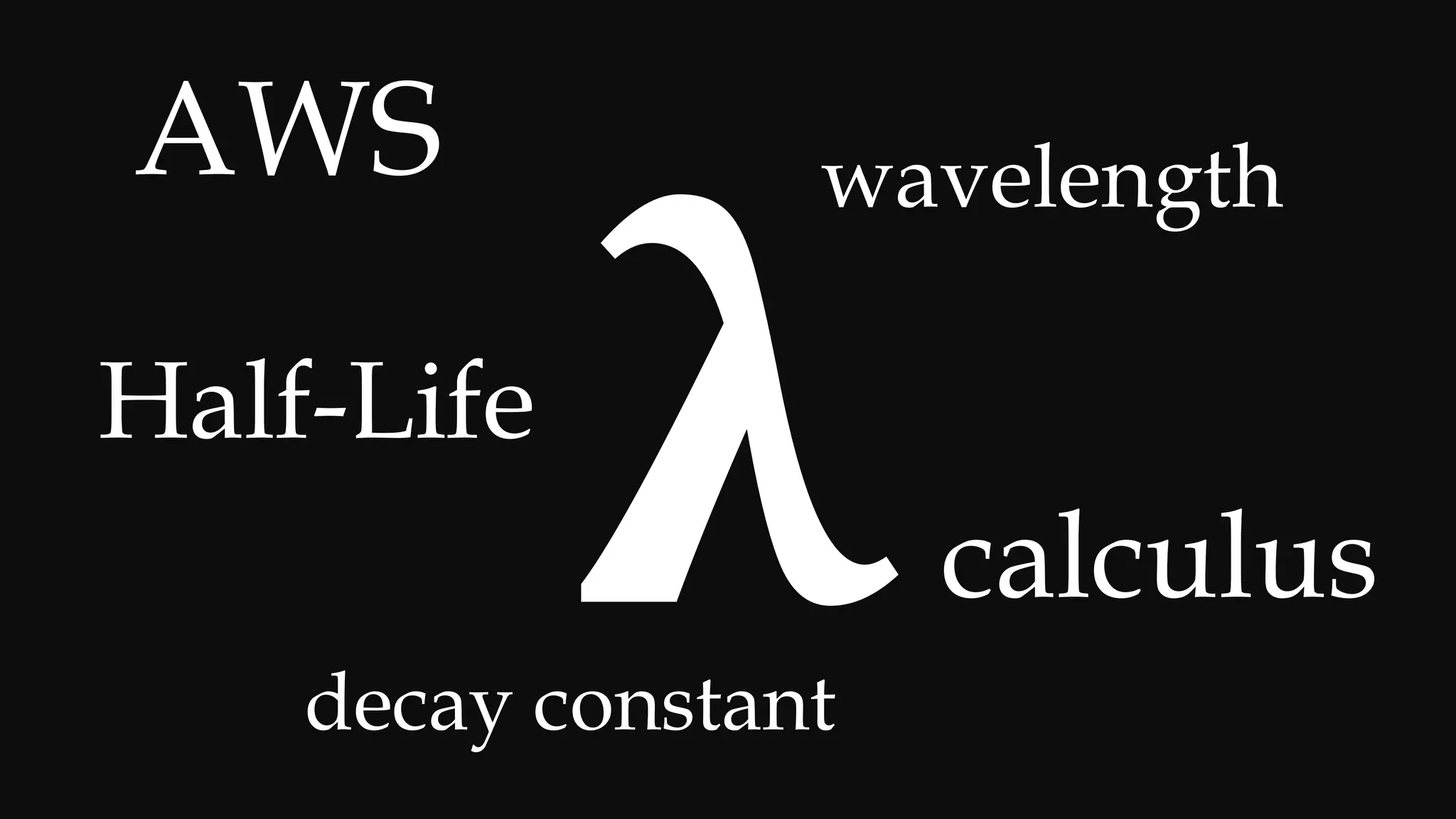 AWS
Half-Life
wavelength
decay constant
calculus
 