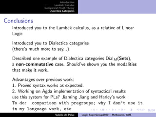 Dialectica Categories for the Lambek Calculus | PPT