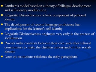 Lambert’s Socio Psychological Model | PPT
