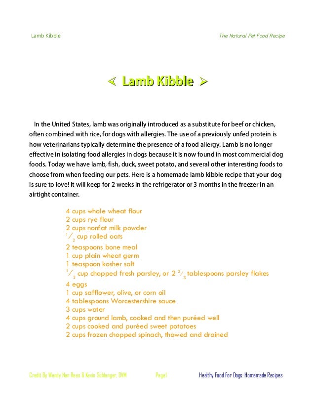 homemade lamb dog food recipe