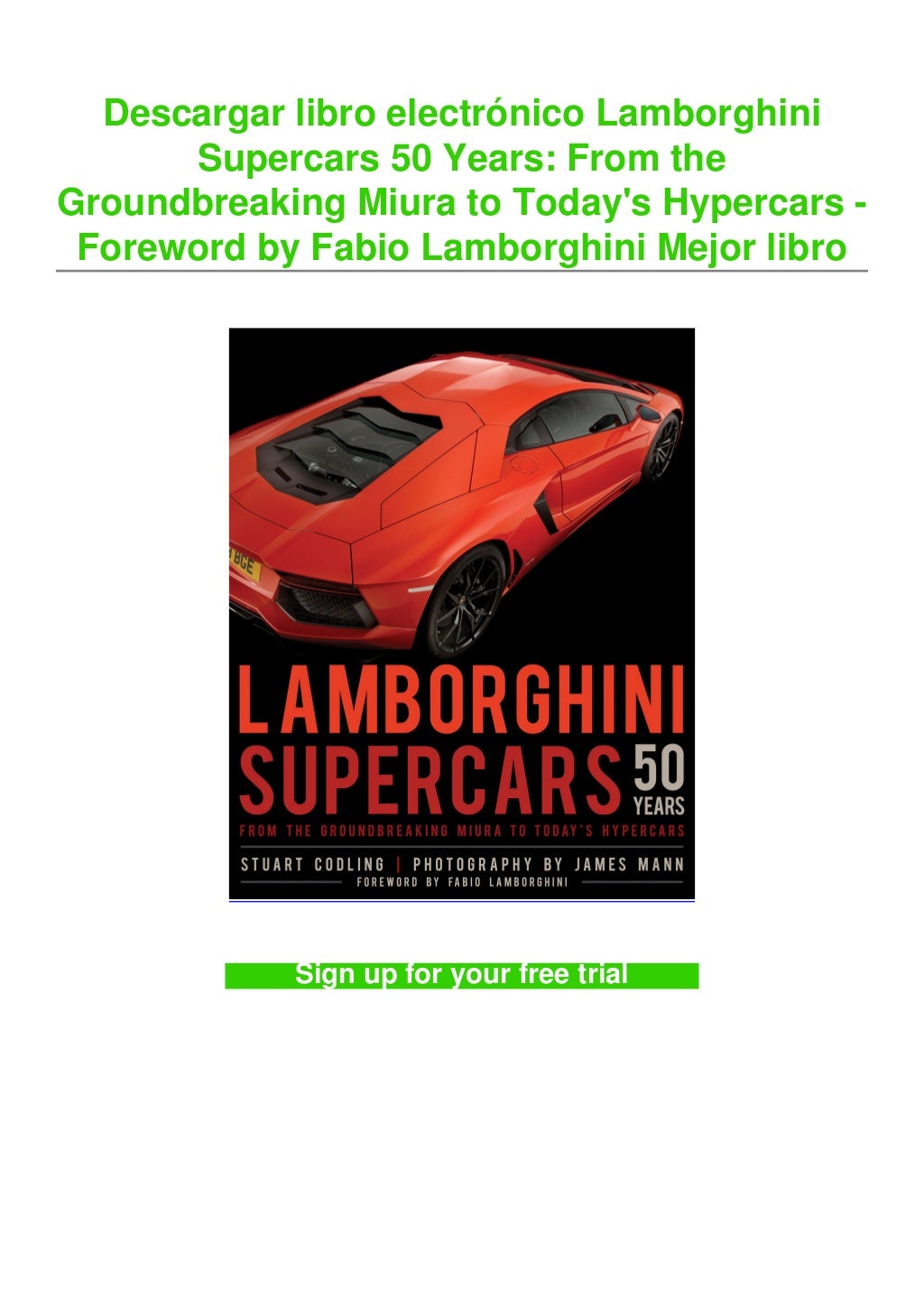Descargar libro electrónico Lamborghini Supercars 50 Years: From the