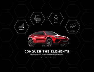 Lamborghini Urus
CONQUER THE ELEMENTS
US Social Media Launch Campaign
E A RT H
F I R EA I R
WAT E R
Prepared by Jonathan Higley
 