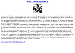 Lamb To The Slaughter Theme Essay | PPT