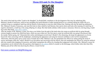 Lamb To The Slaughter Theme Essay | PPT