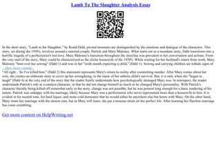 Lamb To The Slaughter Theme Essay | PPT