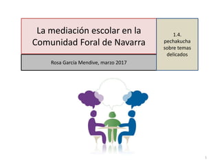 La mediación escolar en la
Comunidad Foral de Navarra
Rosa García Mendive, marzo 2017
1
1.4.
pechakucha
sobre temas
delicados
 